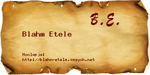 Blahm Etele névjegykártya